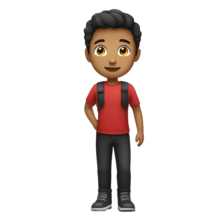 genmoji : Garçon handicapé avec une chemise rouge et un pantalon noir