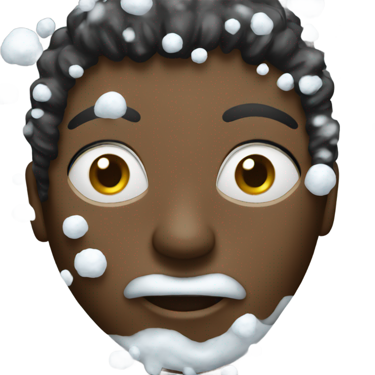 genmoji：黑色人脸覆盖着白色粘稠物。