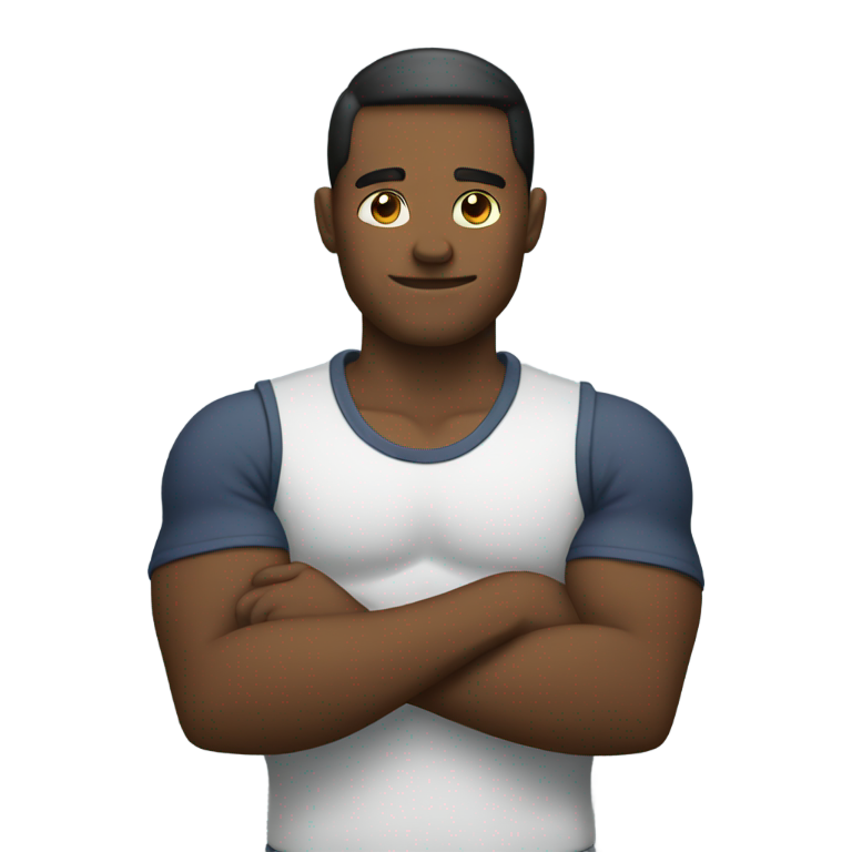genmoji：交叉双臂抱脖子