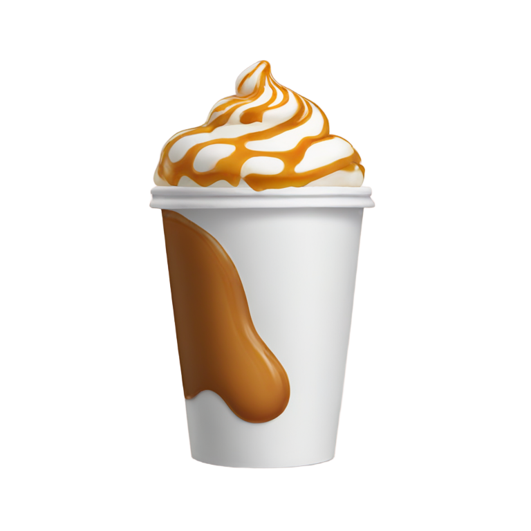 genmoji: Starbucks cup with caramel coffee