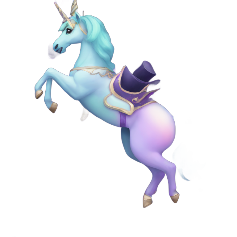 genmoji: A goth carousel made up of dark rainbow pastel unicorns