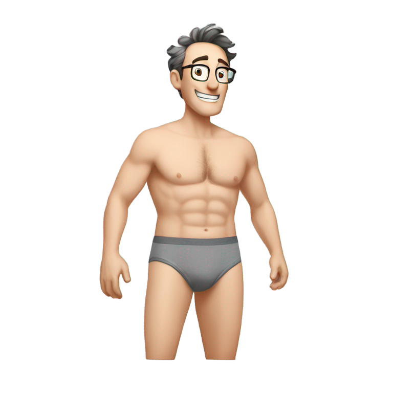 genmoji: tom kenny in grey briefs