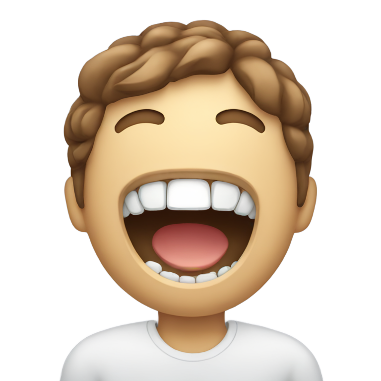 genmoji : Une personne tenant sa dent extraite avec un sourire