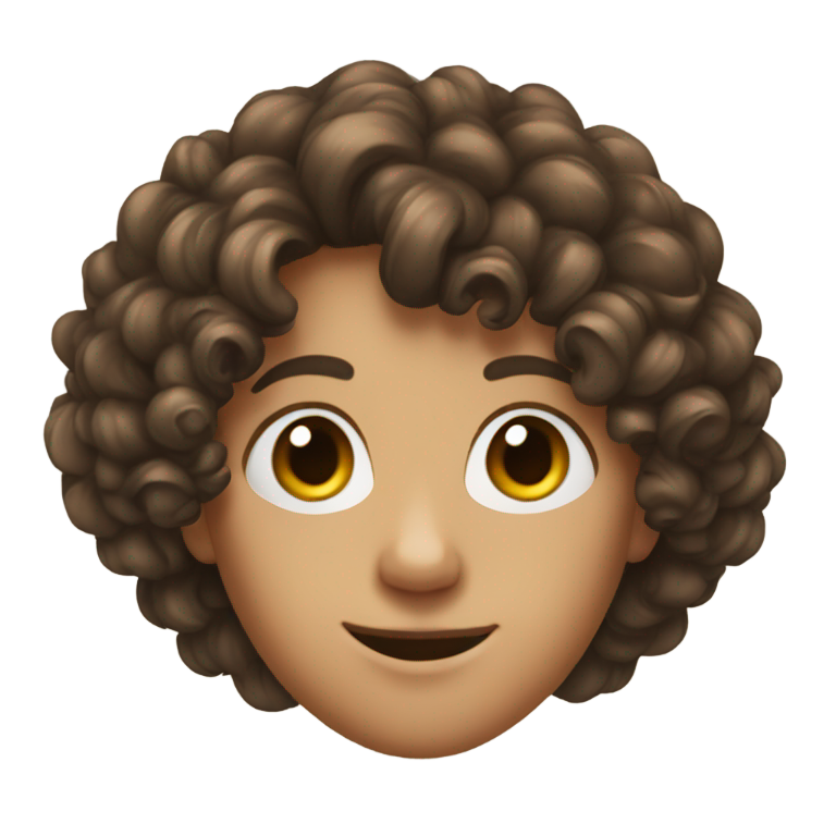 genmoji : Young teen with very large nose and a bit curly brown hair
