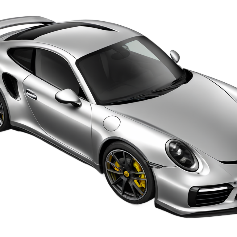 絵文字：ポルシェ911ターボS 2025年モデル シルバー サイドビュー