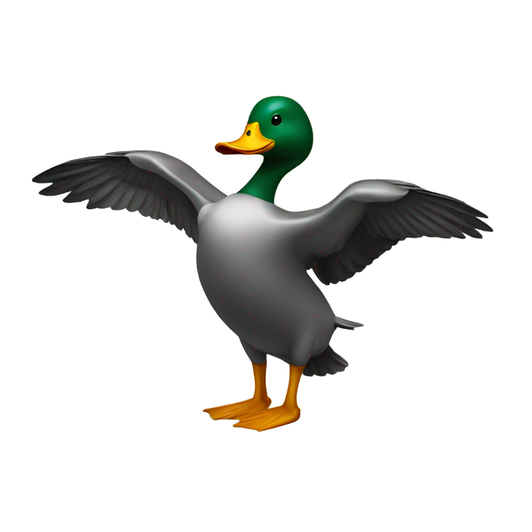 genmoji : Canard avec des jambes humaines braquant une banque
