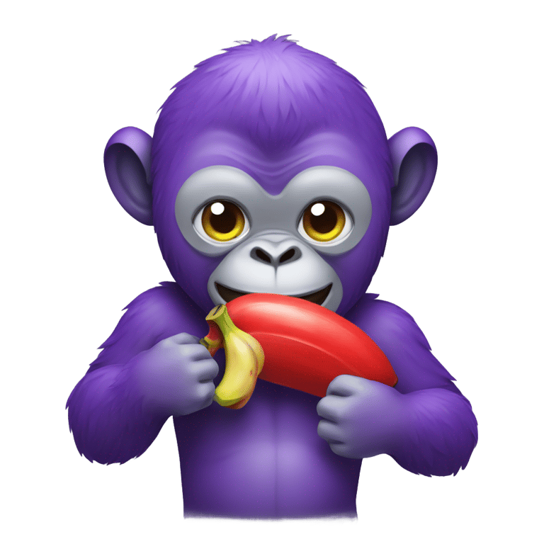 genmoji：紫色大猩猩拿着红香蕉