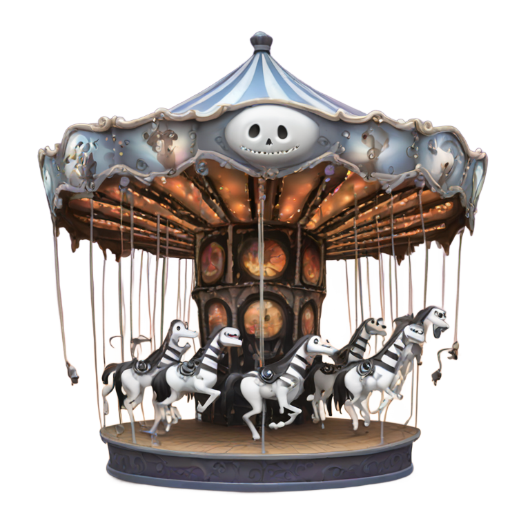 genmoji: jack skellington carousel made up of zero