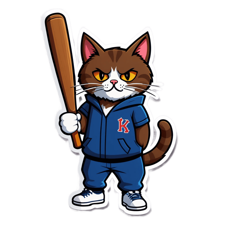 genmoji: cat with a baseball bat
