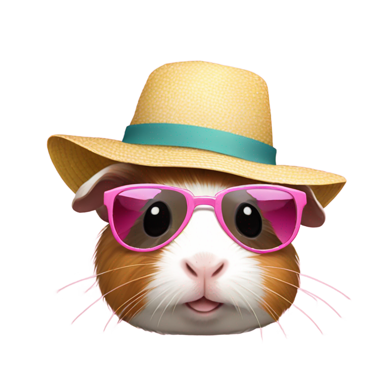 genmoji: guinea pig wearing sunhat, sunglasses and a pink tutu