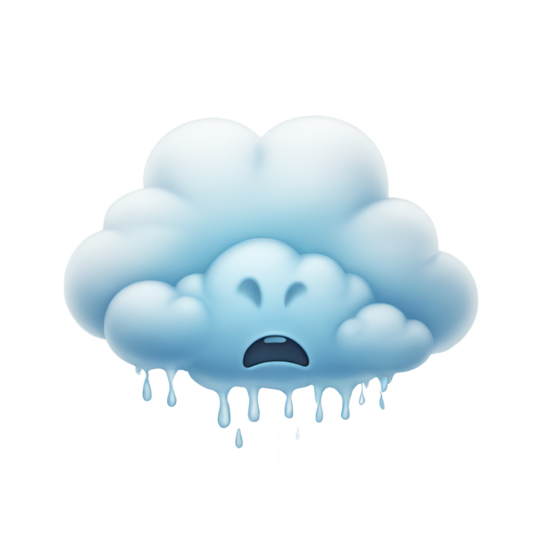 genmoji：极度蓬松的云在哭泣。没有嘴巴。
