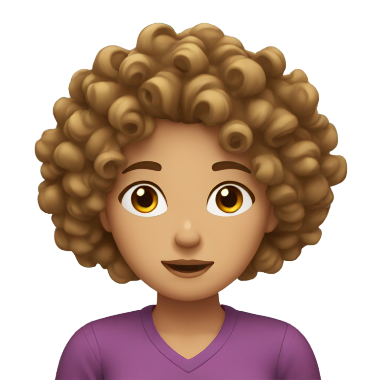 絵文字：a girl with curly hair whilist her hands are on her hair because she's feeling stressed