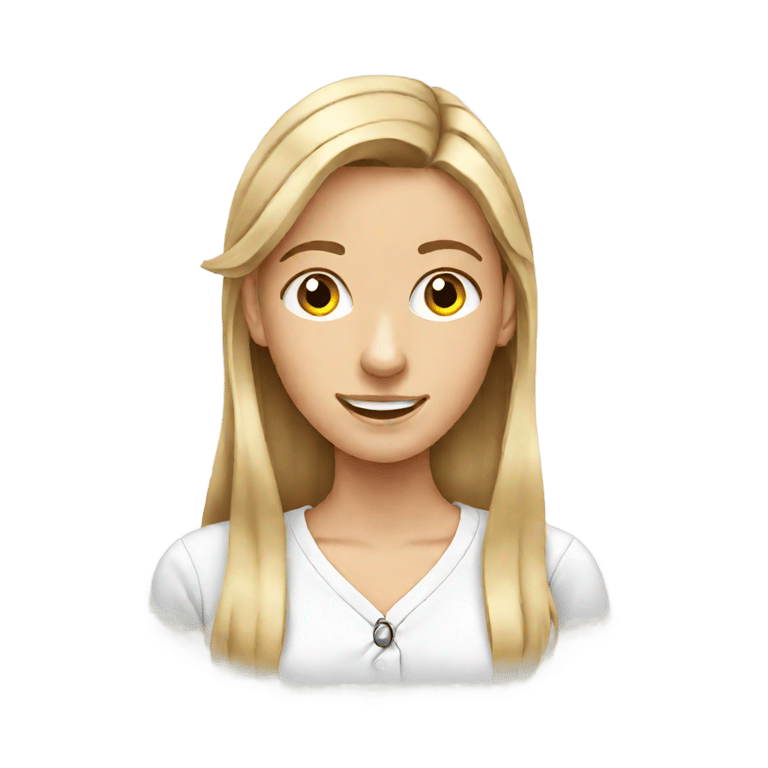 genmoji：一名戴助听器的白人青少女正在学习商业学术。