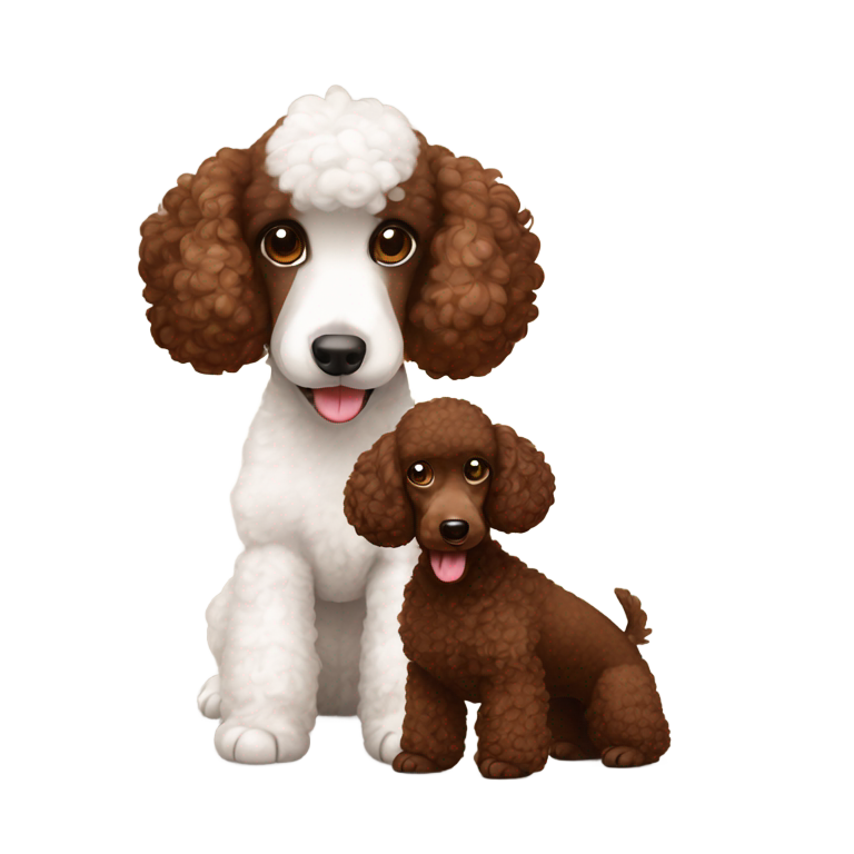 genmoji：两只小贵宾犬的脸，一只红棕色，一只巧克力色。