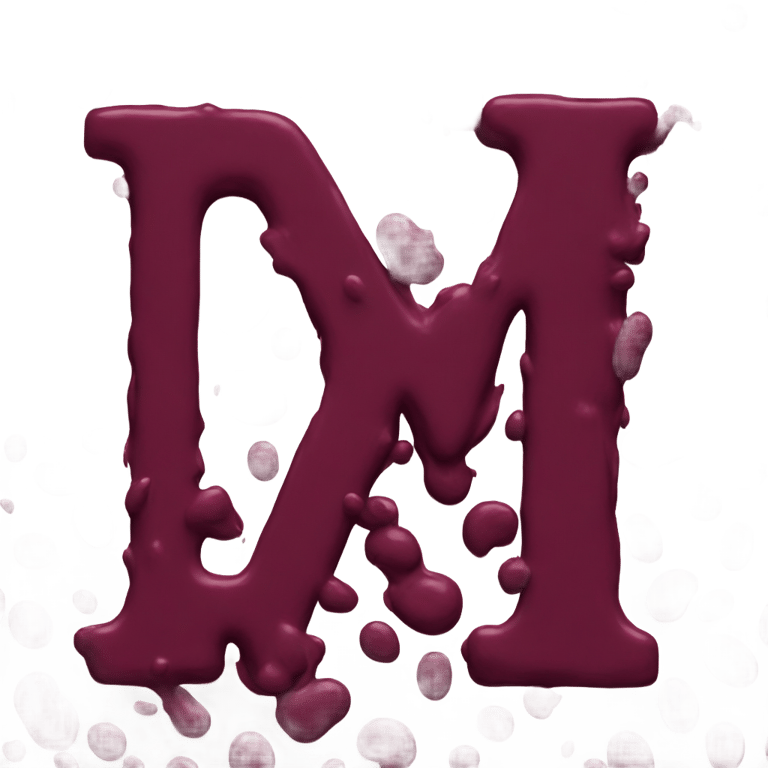 genmoji: Letter m made out of maroon paint