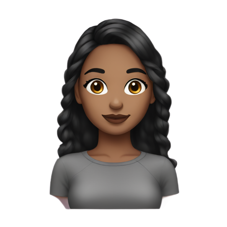 genmoji：棕色皮肤黑发女孩，漂亮睫毛和妆容