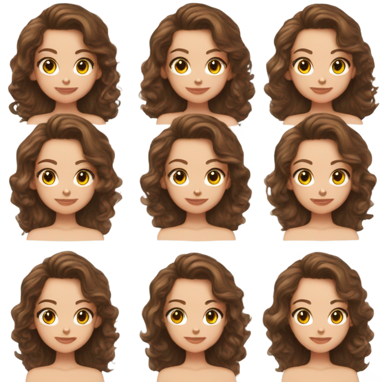 genmoji：一个肤色白皙、棕色卷发、棕色眼睛的女孩