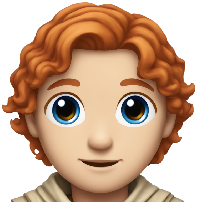 genmoji: Jedi youngling with Red hair and blue eyes