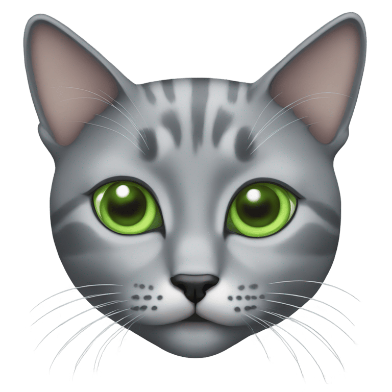 絵文字：灰色猫 緑の瞳