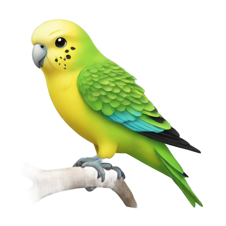 genmoji : Un perruche ondulée verte et jaune