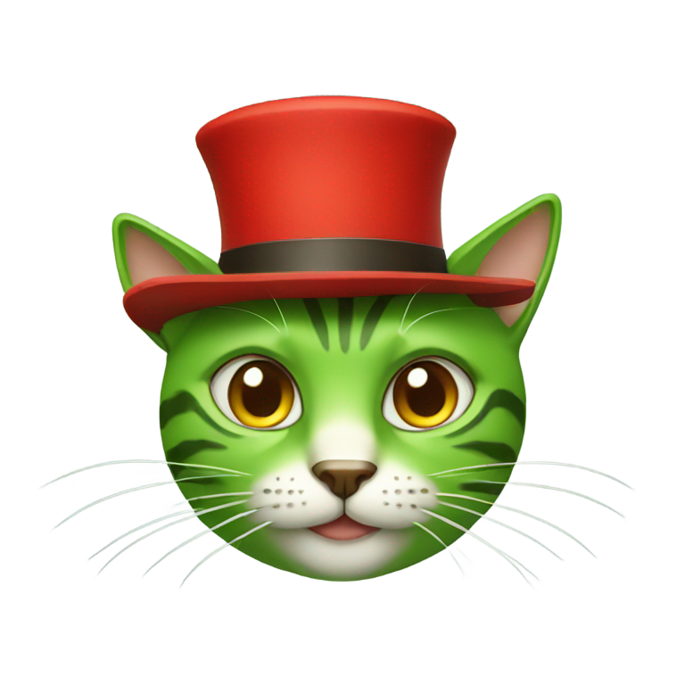 genmoji：一只戴红帽的绿猫
