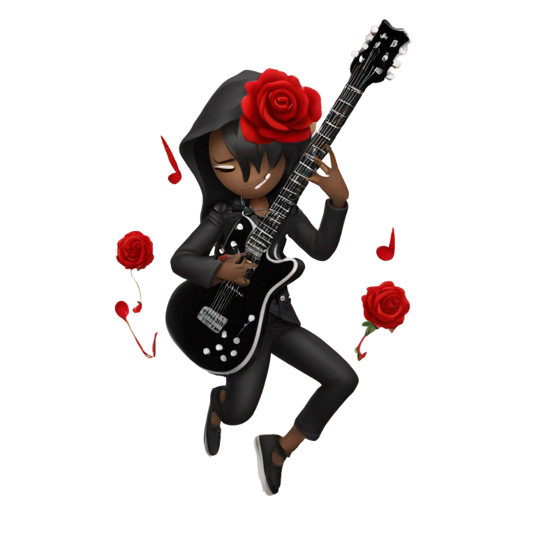 genmoji：gothic chain rose guitar music note meditation pose
