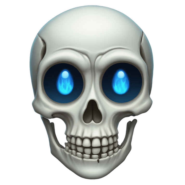 genmoji: skeleton, blue flame, right eye only