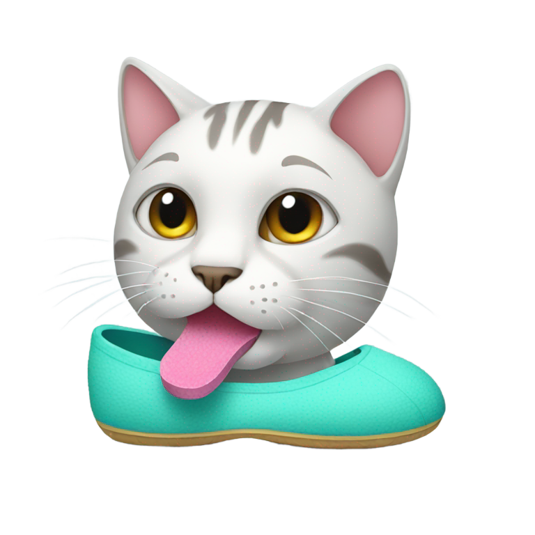 絵文字：猫がスリッパをかじる