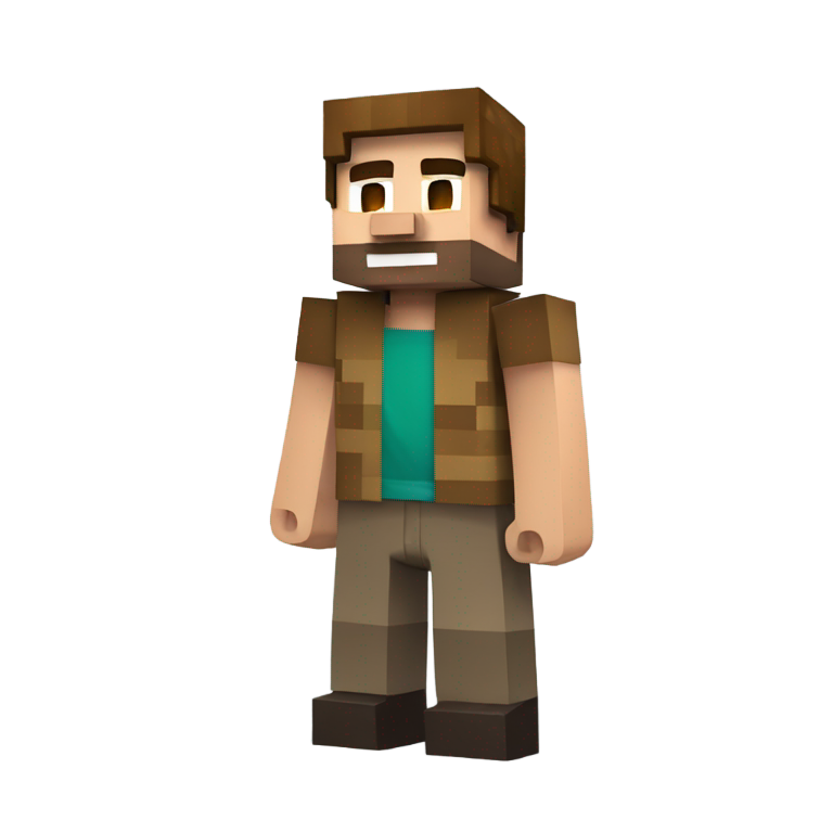genmoji : Steve de Minecraft, le jeu à succès de Microsoft, mais en version Jack Black du film Minecraft.