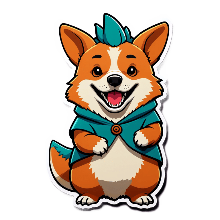 genmoji: Dinosaur in corgi costume