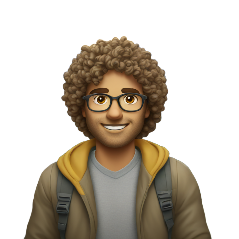 genmoji：山顶上的卷发作家