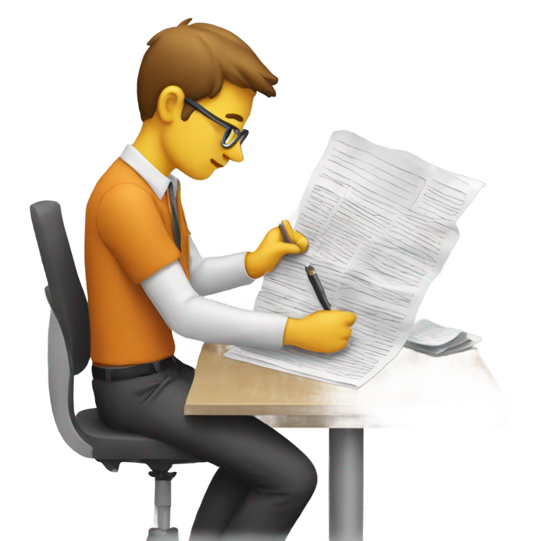genmoji: journalist writing a news story for the paper