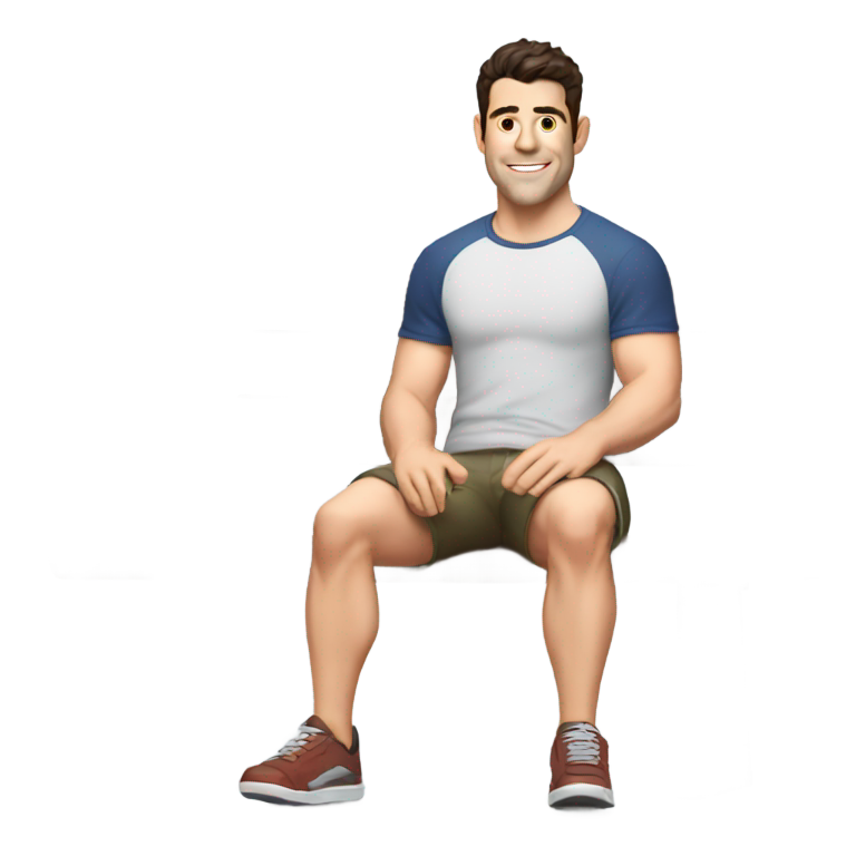genmoji：马克斯·格林菲尔德穿着短裤坐在长凳上