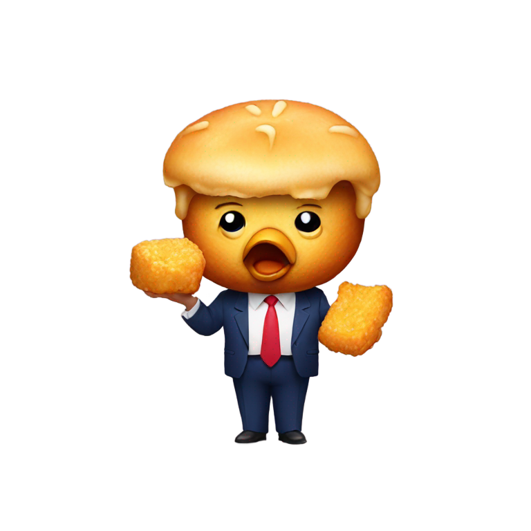 genmoji : Donald Trump mangeant un nugget de poulet en forme de bébé