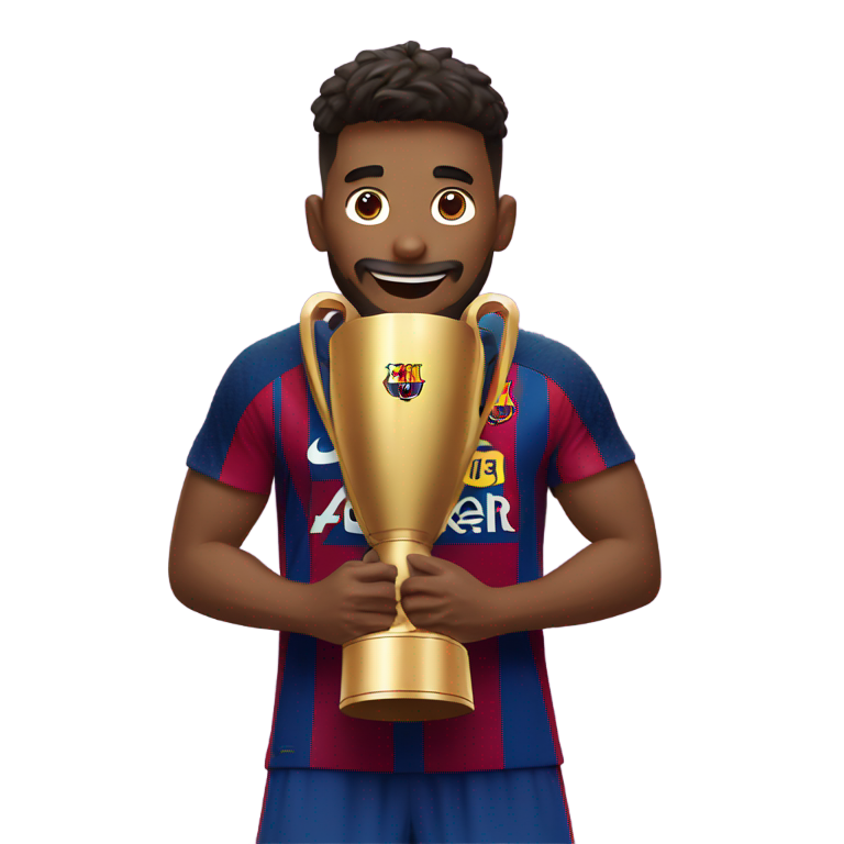 genmoji: FCBarcelona player lifting trophy