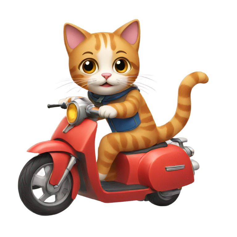 genmoji: A cat riding a scooter