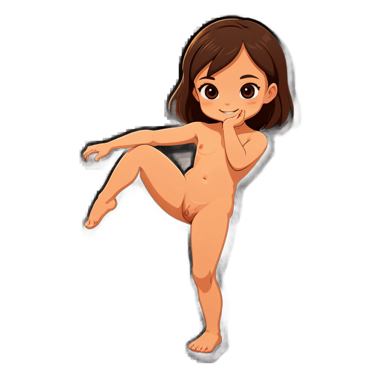 genmoji : Petite fille nue écartant les jambes