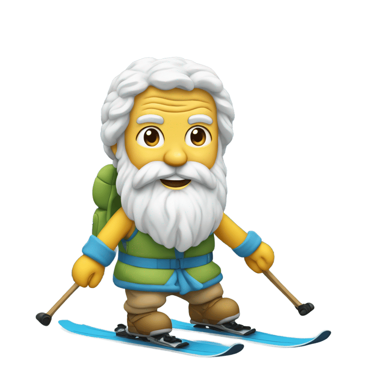 genmoji: Socrates On mountain skis