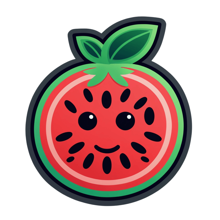 genmoji: Stylized emoji watermelon "🍉" with the original details.