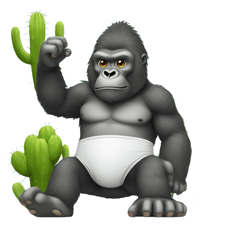 genmoji : Big mok gorilla with cactus diaper