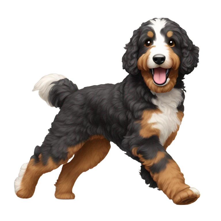 genmoji : Créez un emoji d'un bernedoodle en train de courir.