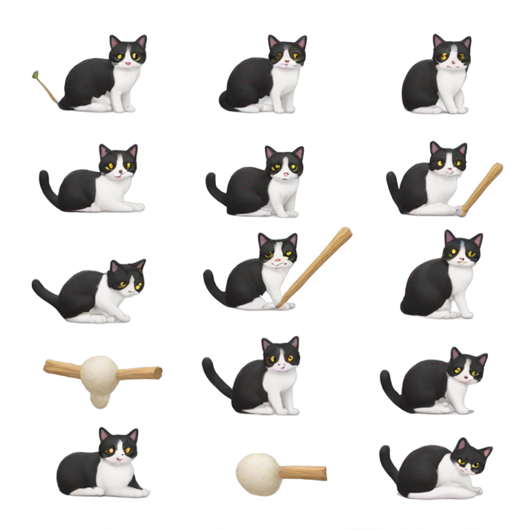 絵文字：タキシード猫が棒の上でうんちをする