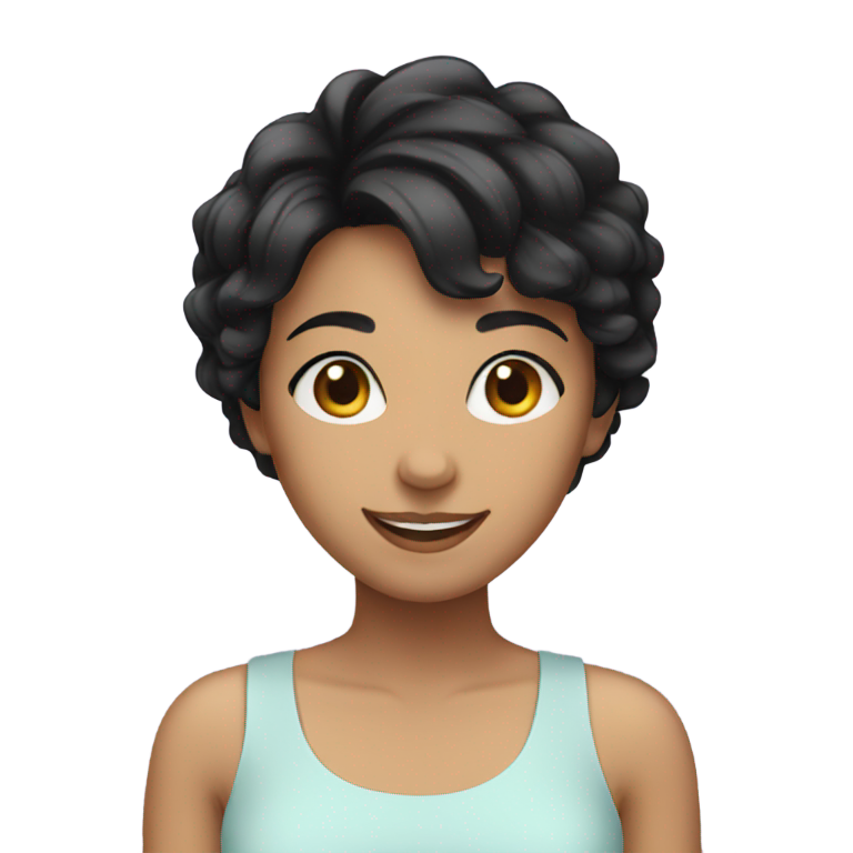 絵文字：黒髪のショートヘアの女の子が笑顔