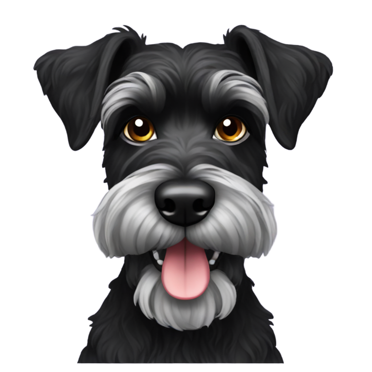 genmoji: black curly schnauzer dog