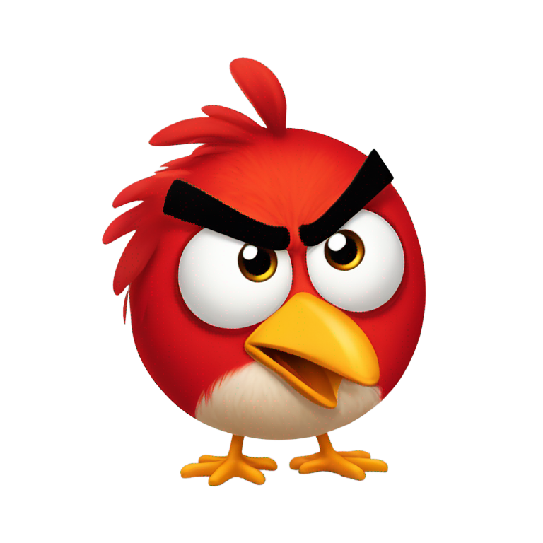 genmoji: Angry bird red with curly red hair's