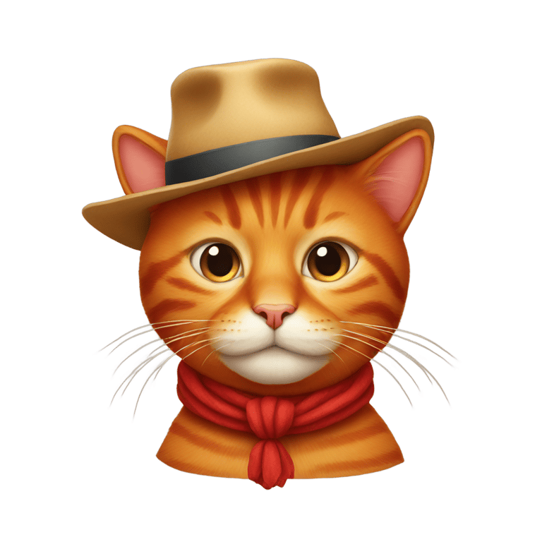 genmoji : Un chat rouge avec un chapeau