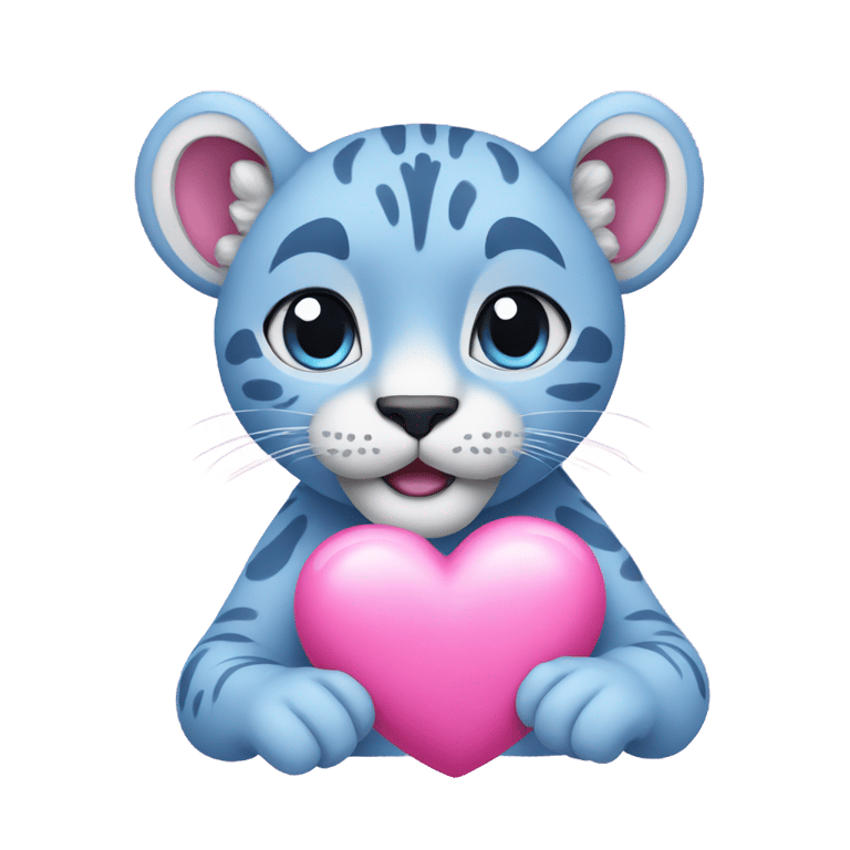 genmoji：蓝色美洲狮抱着粉红心
