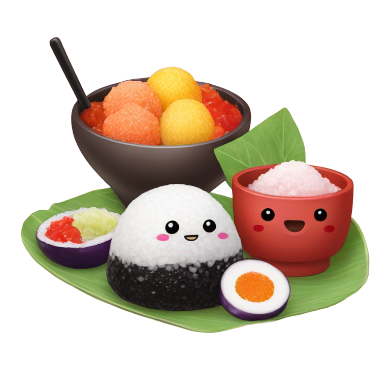絵文字：おにぎり、キャンディ、アイス、ナス、鍋料理