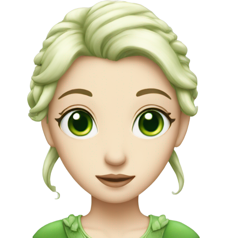 genmoji : Princesse elfe pâle aux yeux verts