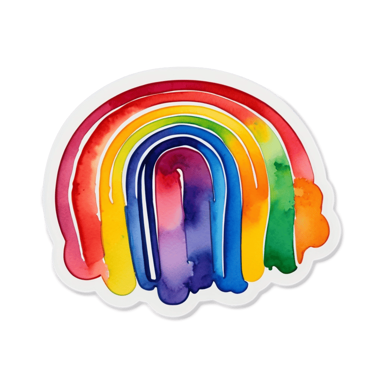 genmoji: Rainbow watercolor fine line artist